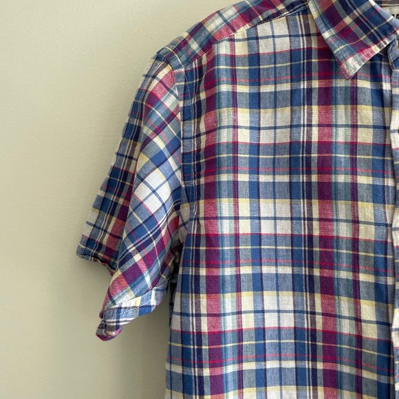 Uniqlo Mens S Plaid Multicolor Short Sleeve Shirt - Picture 2 of 4